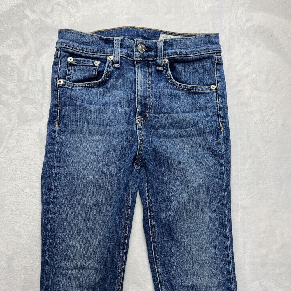 Rag & Bone 10 Inch Ankle Skinny Women’s Sz‎ 24 Raw Hem Medium Wash Side Split - Picture 2 of 14